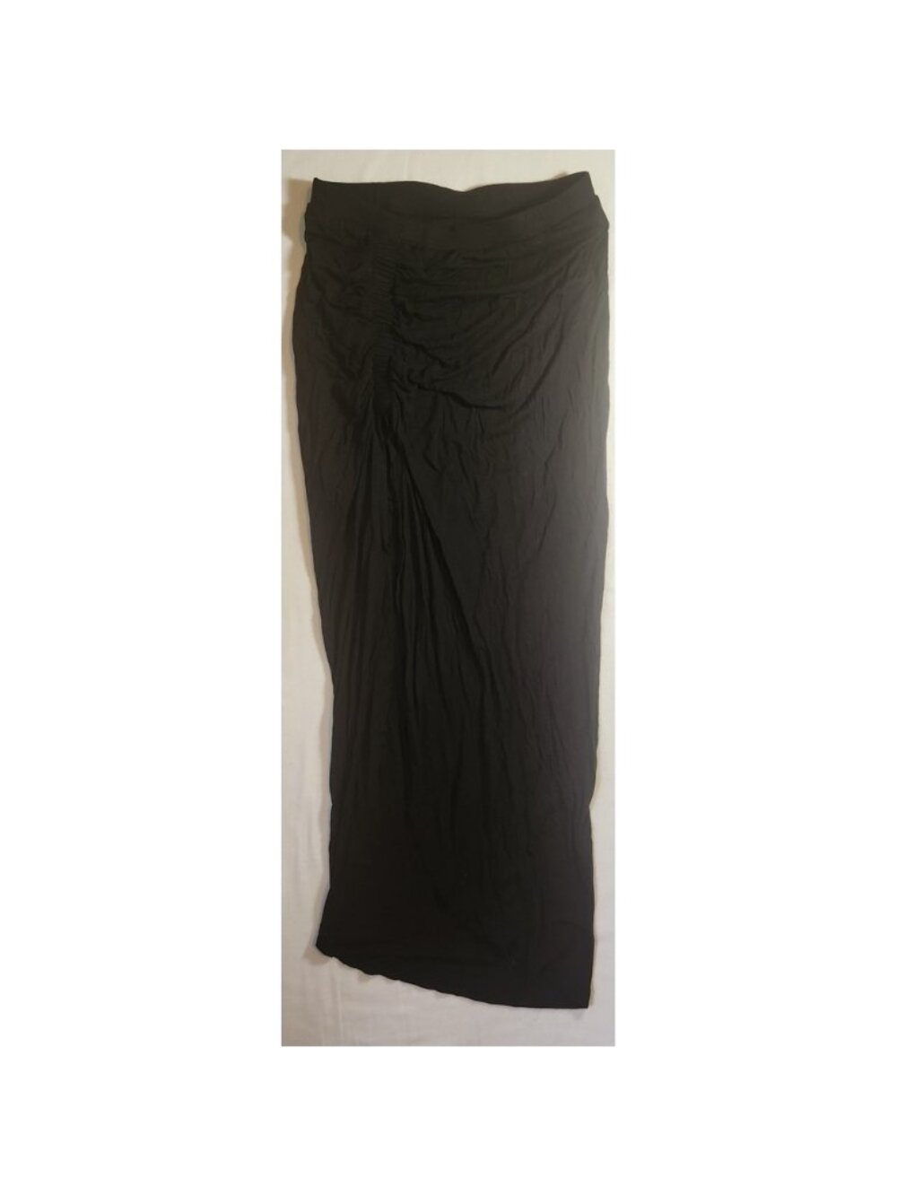 ONLY Black Ruched Asymmetrical Maxi Skirt Size M Draped Jersey Wrap Style